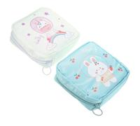 Ipetboom 2Pcs Portable Menstrual Pad Storage Bags with Zipper Small Organizer Pouch for Sanitary Napkins Travel Cosmetic Makeup Bag for Women and Random Cartoon Patterns Random Color