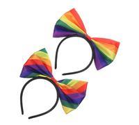 Ipetboom 2pcs Rainbow Striped Headbands with Sweet Bowknot Colorful Pride Hair Accessories for Women Stylish Holiday Hairbands for Festival Party and Everyday Wear