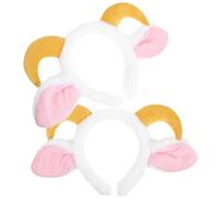 Ipetboom 2pcs Ram Horns Headband with Plush Lamb Ears, Comfortable Fit and Suitable for Sensitive Users, Soft Cotton and Plastic Material, for Daily Commuting and Festive Gatherings