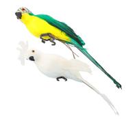 Ipetboom 2pcs Realistic Artificial Parrot Models Lifelike Garden Decor Green White Foam Parrot Ornaments for Outdoor Indoor Display