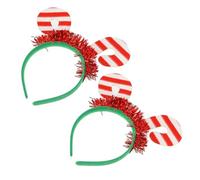 Ipetboom 2Pcs Red and White Christmas Candy Cane Headbands Festive Hair Hoops Christmas Party Headwear Headdress for Holiday Performances and Seasonal Celebrations