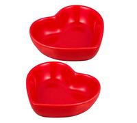 Ipetboom 2pcs Red Heart Shaped Bowl Ceramic Sauce Bowl | Ceramic Material, 8.0X7.0X2.5cm size, 2pcs Set, for Dips and Sauces, Home or Restaurant Use