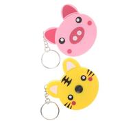 Ipetboom 2pcs Retractable Tape Measure Keyring with Cartoon Animal Design Abs Mini Pocket Measuring Tape Pendant for Everyday Use Automatic Retract Function Tiger and Pig