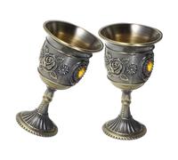 Ipetboom 2pcs Retro European Goblet Vintage Wine Cups with Elegant Pattern Metal Material for Home Decor Party Wedding and Bar Use