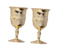 Ipetboom 2pcs Retro Golden Metal Wine Goblets Elegant Vintage Style Whisky and Cocktail Cups for Party Bar Home Use Gift