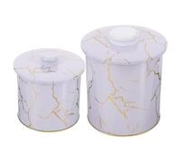 Ipetboom 2pcs Retro Iron Candy with Lid Airtight Snack Container for Home Gift Packing Moisture Absorbing Biscuit Holder Decorative Desktop Organizer Vintage Style Storage Jar