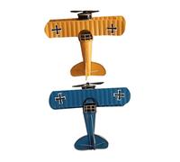 Ipetboom 2pcs Retro Metal Aircraft Model Vintage Biplane Figurines for Home Office Desk Decor Aviation Collectible with Lifelike Details and Craftsmanship
