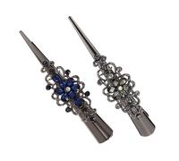 Ipetboom 2pcs Retro Rhinestone Duckbill Hair Clips for Women Black Blue Large Size Stylish Hair Accessories for Thick and Thin