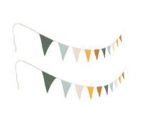 Ipetboom 2pcs Reusable Cotton Triangle Pennant Banner Soft Hanging Garland for Room Birthday Party Decorations Colorful Nursery Bunting Flags