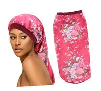 Ipetboom 2pcs Satin Cap Women Sleep Cap Hair Care Floral Pattern Comfortable Silk Bonnet