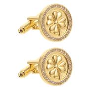 Ipetboom 2Pcs Shamrock Cufflinks with Zircon: Business Shirt Studs for Graduates, Graduation Gift for Man