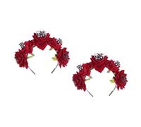 Ipetboom 2pcs Skull Hair Hoops Floral Halloween Headbands for Parties Lightweight Flower Hair Bands for Cosplay and Halloween Decorations
