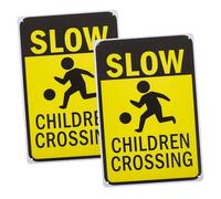 Ipetboom 2pcs Slow Crossing Safety Signs Iron Warning Caution Signs for Neighborhoods Schools Playgrounds Driveways to Prevent Accidents and Enhance Road Safety