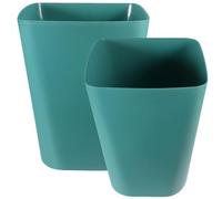 Ipetboom 2pcs Small Blue Square Plastic Trash Bins with Open Top, Household Wastebaskets for Bathroom, Office, Living Room, and Restaurant Use