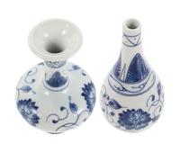 Ipetboom 2Pcs Small Chinese Blue and White Porcelain Flower Vase Set - Ceramic Mini Vase for Desk, Home and Tea Room Decoration, Vintage Chinoiserie Pottery for Dried or Fresh Flowers