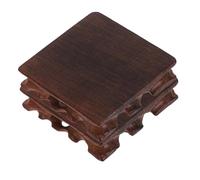 Ipetboom 2pcs Solid Wood Square Display Stand for Vase Bonsai and Fish Bowl Rustic Wooden Pedestal with Fine Carvings Stable Plant Pot Riser for Home and Office Decor