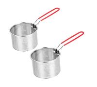 Ipetboom 2pcs Stainless Steel Fried Food Pot Serving Basket for French Fries Fry Baskets with Handle Round Pasta Strainer for Pot