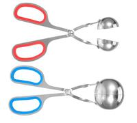 Ipetboom 2pcs Stainless Steel Meatball Press Mould Meat Baller Scoop Stainless Steel Meatball Mould Ice Tongs Buffet Tongs Meat Ball Clamp Tool Rice Baller Red