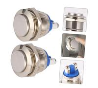 Ipetboom 2pcs Stainless Steel Momentary Push Button Switch Silver High Horn Button for Electromagnetic Starter Relay Circuit Control