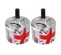 Ipetboom 2pcs Stainless Steel Push down Ashtrays with Swivelling Lid, Automatic Extinguishing Desktop round Ashtray for Indoor Use, Portable Creative Tabletop Smoking Receptacle