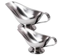 Ipetboom 2Pcs Stainless Steel Sauce Boat Metal Gravy Containers for Hot Cold Sauces Easy Clean for Dining Outdoor BBQ Picnic Salad Dressings and Gravy Serving