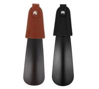 Ipetboom 2pcs Travel Shoe Horn Stainless Steel Shoe Lifters with Premium Leather Handles Ergonomic Portable Boot Helper for Home Office Outdoor Use