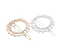 Ipetboom 2Pcs Vintage Rhinestone Barrette Hair Clips for Elegant Pearl Hairpins in Gold and Silver Glamorous Geometric Design Hair Accessories for Women