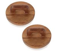 Ipetboom 2Pcs Wide Mouth Mason Jar Lids with Handle, Airtight Wooden Pantry Storage Covers with Silicone Seal for Food Storage, Reusable Rustic Wood Lid for Glass Canning Jars