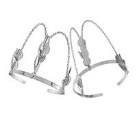 Ipetboom 2pcs Women Metal Arm Cuff Bracelet Silver Leaves Armlet Set Charm Bangle Jewelry for Female Arm Decoration, Stylish Gift for Girls and Women