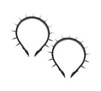Ipetboom 2pcs Women Steampunk Spikes Headband Pu Gothic Headband Spiked Tiara Studded Headpiece Punk Cosplay Costume for Halloween Party Favor