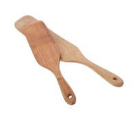 Ipetboom 2pcs Wooden Mixing Spoon Nonstick Kitchen Utensils with Ergonomic Handles for Cooking Stirring Serving Medium and Large Flat Turner Spatulas for Versatile Kitchen Use