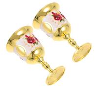 Ipetboom 2pcs Zinc Alloy Vintage Embossed Goblet Artistic Palace-Style Wine Shot Glasses for Holiday Celebrations Banquets and Elegant Home Decor