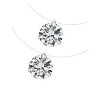 Ipetboom 2pcs Zircon Pendant Necklaces Transparent Fish Wire Delicate Clavicle Chains Creative Jewelry for Women Daily Wear and Special Occasions