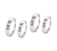 Ipetboom 2sets Adjustable Open Heart Rings for Couples Lightweight Finger Jewelry Classic Color Valentine for Men and Women Adjustable Ring for All Occasions 2pcs*2
