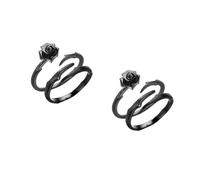 Ipetboom 2sets Sterling Rose Couple Rings Creative Open Design for Long Distance Relationships Comfortable Matching Wedding Rings for Him and Her for Lovers 2pcs*2