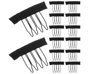 Ipetboom 3 Bags 10pcs A Bag Wig Combs for Making Wig Caps Hair Clips Small Hair Combs with Strong Grip Exceptional Durability Black Cloth Metal Suitable for Occasions