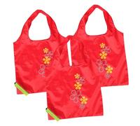 Ipetboom 3 Pcs Foldable Strawberry Style Reusable Shopping Bags for Women Lightweight Polyester Tote Compact Drawstring Design for Easy Storage Portable Shopper for Outdoor and Daily Use