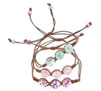 Ipetboom 3 Pcs Handwoven Eternal Flower Bracelets, Delicate Braided Dried Floral Jewelry for Women, Unique Keepsake with Purple, Pink and Light Blue Colors