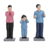 Ipetboom 3 Pcs People Figurines Miniature Resin Models Painted Small Human Figures Set for Sand Tray Therapy Table Play House Town Village Christmas Craft Display Home Decor Kids Simulation Toys