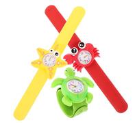 Ipetboom 3 Pcs Slap Watches Cartoon Design Digital Wristwatches Lightweight Plastic Bands for Crab Turtle Fun Easy to Wear Random Color