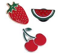 Ipetboom 3 Pcs Watermelon Strawberry Cherry Enamel Pins for Women Stylish Badges for Clothing Backpacks Hats Fun Fashion Accessories