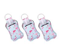 Ipetboom 3 Set Portable Empty Hand Bottles with Neoprene Flamingo Keychain Holders for Refillable Soap Lotion and Liquid Containers Travel Toiletries Essential Bottles Covers