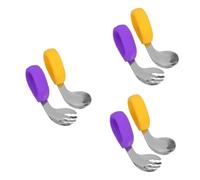 Ipetboom 3 Sets Adaptive Eating Utensils Adults Ergonomic Stainless Steel Fork and Spoon with Curved Design Compact and Stylish Dining Cutlery for Home and Outdoor Use