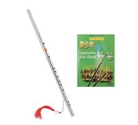 Ipetboom 304 Stainless Steel Dizi Flute for Beginners with Instruction Book, Traditional Chinese Metal Dizi Flute Instrument Set for Learning and Performance