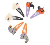 Ipetboom 3pairs Boy Girl's Halloween Hair Clips Spooky Pumpkin Ghost Mini Skull Witch Hat Snap Clips for Festive Hairstyles