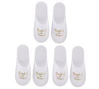 Ipetboom 3Pairs Bridesmaid Slippers Wedding Party Footwear Disposable Spa Slippers Closed Toe White for Girls Women Home Hotel Guest One Size