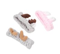 Ipetboom 3pcs Animal Ears Elastic Hairbands for Makeup and Skin-friendly Head Wraps with Elasticity Comfortable Hair Ties for Shower Facial Care and Morning Jog Includes Deer and