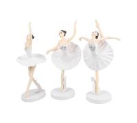 Ipetboom 3Pcs Ballet Girl Figurines Solid PVC Resin Dancing Girl Statue White Ballet Dancer Sculpture Home Decoration Cake Ornament for Birthday Party Desktop