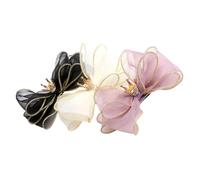 Ipetboom 3pcs Boys and Girls Hair Pins Organza Bow and Crown Clips Adorable Hair Accessories for Girls for Parties and Special Occasions Light Yellow Black Purple