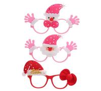 Ipetboom 3pcs Cartoon Glasses Frames Funny Christmas Photo Props Festive Eyewear for Parties Birthdays Weddings with Red Bow Pink Snowman and Santa Designs